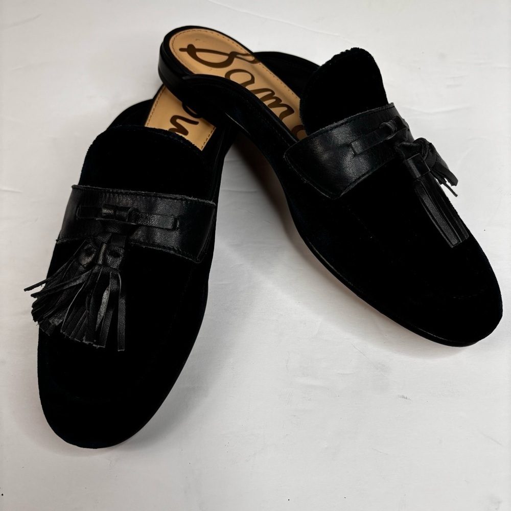 New Sam Edelman Dark Navy Leather Loafers Slip On Low Heel Tasseled Size 6 - Picture 14 of 14